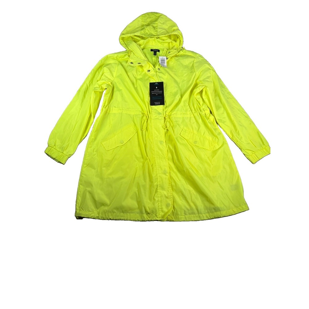 Torrid Women's Plus Size 2X Neon Yellow Longline Rain Jacket Coat Parka New